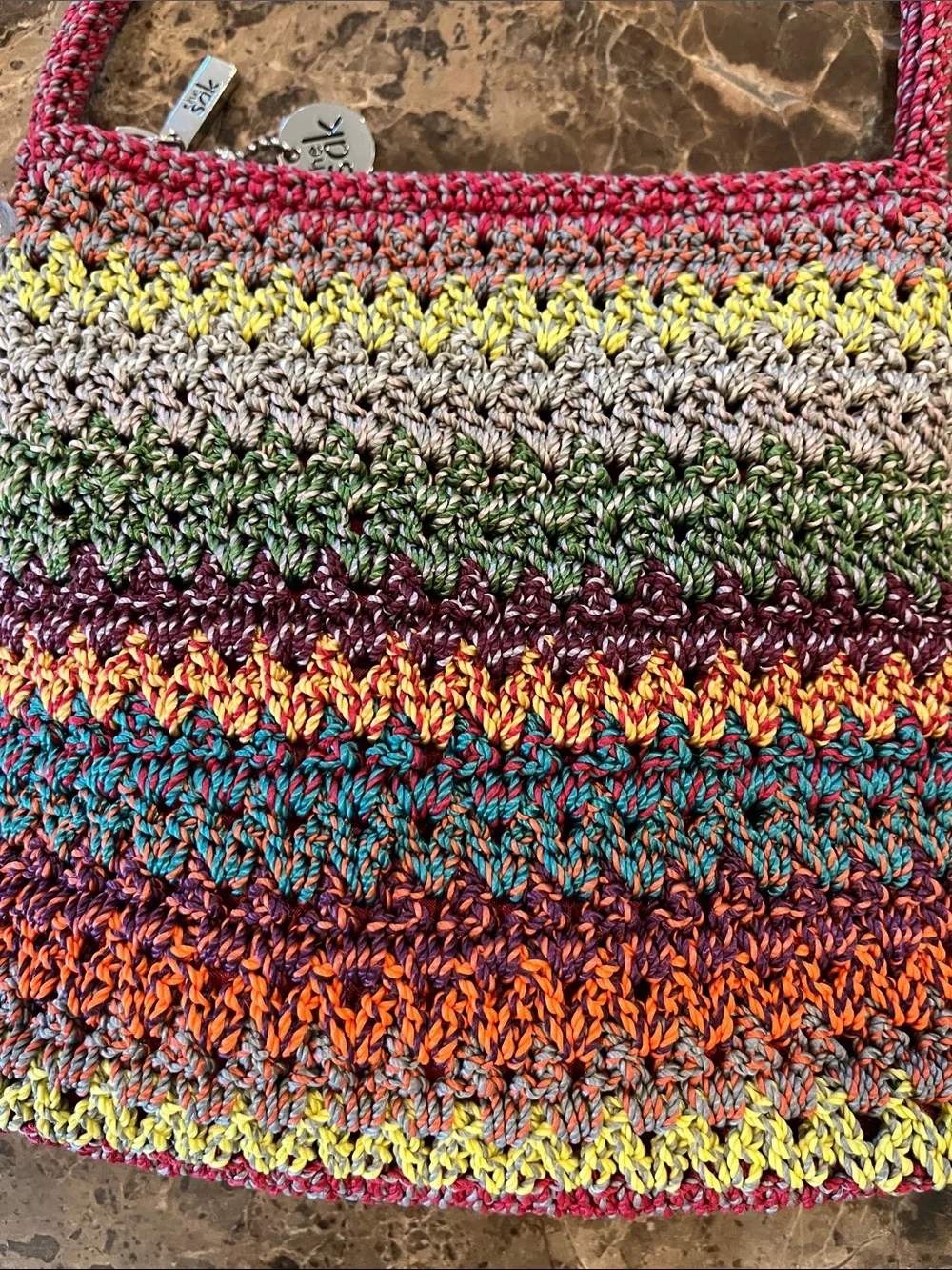 The Sak Crochet Multicolor Small Crossbody Bag Purse Boho Travel Festival